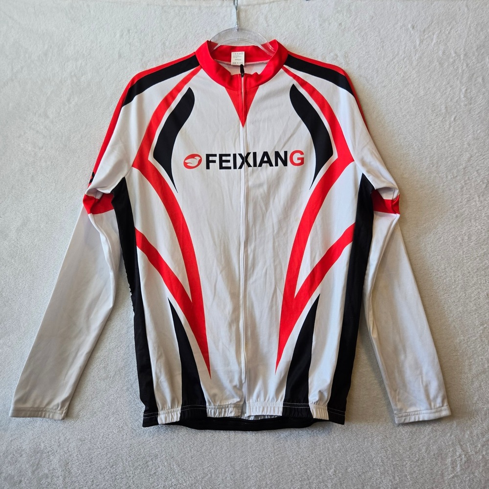 FEIXIANG Mens Full Zip Cycling Jersey Polyester Sporty Road Bike Large